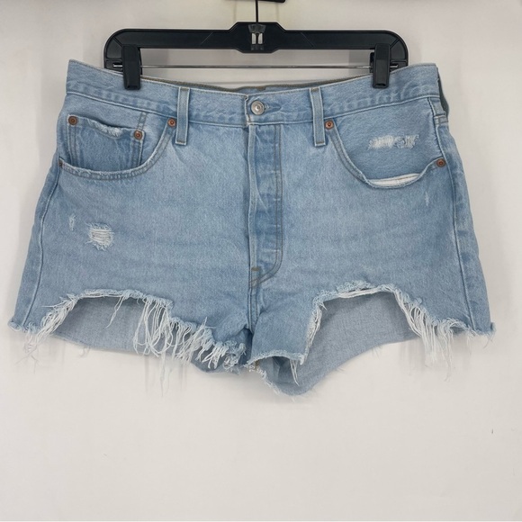 Levi's Pants - Levi’s 501 Womens 33 Plus Size Denim Jean Shorts Distressed Booty button fly